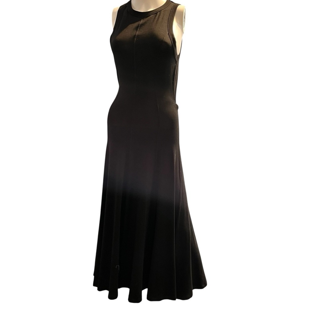 Ninety Percent Open Back Midi Dress Black S Fit & Flare Seamed Lagenlook Capsule